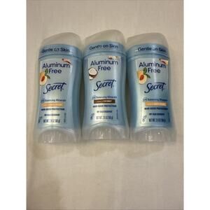 Secret Aluminum Free White Peach & Coconut Women's Deodorant - 2.4oz, Pack of 3